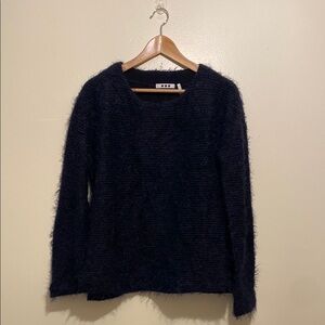 THREE DOTS Cozy Black Fuzzy Sweater. Size M